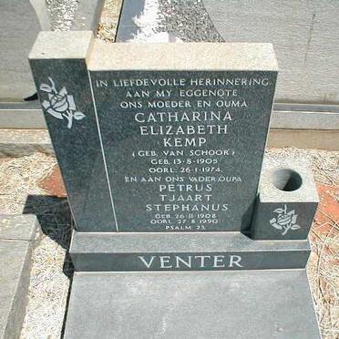 VENTER Petrus Tjaart Stephanus 1908-1990 &amp; Catharina Elizabeth KEMP nee VAN SCHOOR 1905-1974