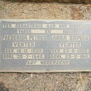 VENTER Frederick Petrus 1885-1946 &amp; Anna Sophia 1888-1941