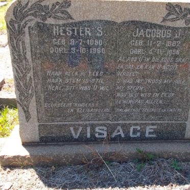 VISAGE Jacobus J. 1882-1958 &amp; Hester S. 1890-1960