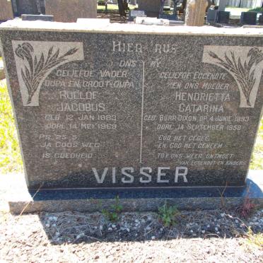 VISSER Roelof Jacobus 1883-1969 &amp; Hendrietta Catarina BURR-DIXON 1893-1958
