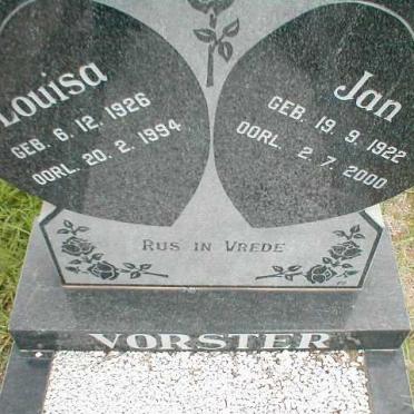 VORSTER Jan 1922-2000 &amp; Louisa 1926-1994