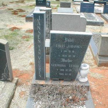 VUUREN Lukas Johannes, Jansen van 1911-197? &amp; Gertruida Letitia 1919-198?