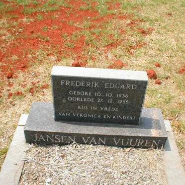 VUUREN Frederik Eduard, Jansen van 1936-1985
