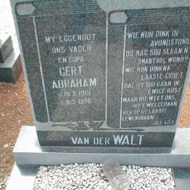 WALT Gert Abraham, van der 1918-1976
