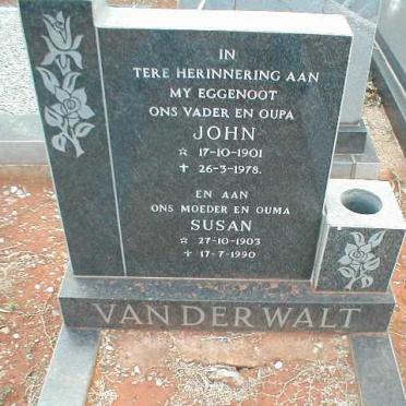WALT John, van der 1901-1978 &amp; Susan 1903-1990