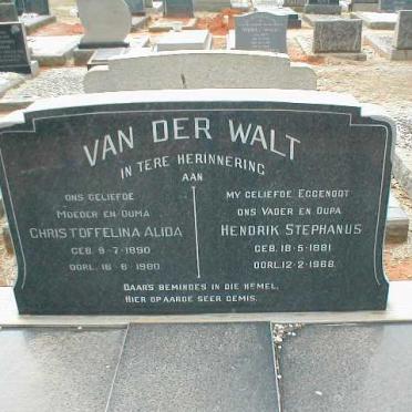 WALT Hendrik Stephanus, van der 1881-1968 &amp; Christoffelina Alida 1890-1980