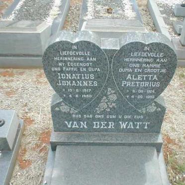 WATT Ignatius Johannes, van der 1917-1980 &amp; Aletta PRETORIUS 1924-1993