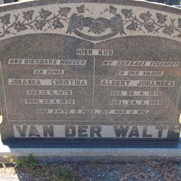 WALT Albert Johannes, van der 1876-1958 &amp; Johanna Christina 1878-1970