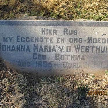 WESTHUIZEN Johanna Maria, v.d. nee BOTHMA 1885-1937