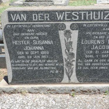 WESTHUIZEN Lourens Pieter Jacobus, van der 1893-1957 &amp; Hester Susanna Johanna 1889-1967