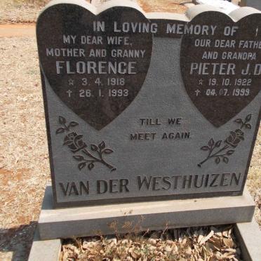 WESTHUIZEN Pieter J.D., van der 1922-1999 &amp; Florence 1918-1993