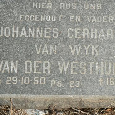 WESTHUIZEN Johannes Gerhardus van Wyk, van der 1950-1982