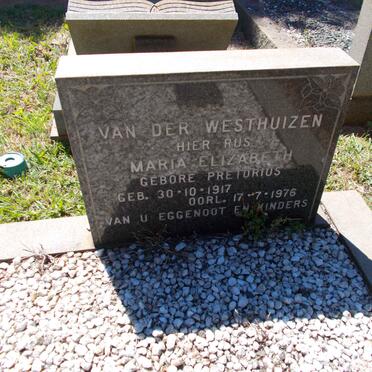 WESTHUIZEN Petrus Johannes, van der 1914-1988 &amp; Maria Elizabeth PRETORIUS 1917-1976