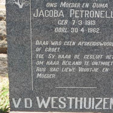 WESTHUIZEN Jacoba Petronella, v.d. 1913-1962