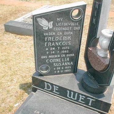 WET Frederik Francois, de 1925-1985 &amp; Cornelia Susanna 1925-1993