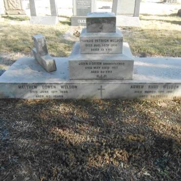 WELDON Matthew Cowen -1934 &amp; Agnes Anne -1961 :: WELDON Francis Patrick -1916 :: O'BRIEN John -1917