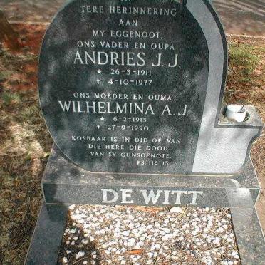 WITT Andries J.J., de 1911-1977 &amp; Wilhelmina A.J. 1915-1990