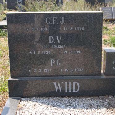 WIID C.F.J. 1886-1976 :: WIID P.G. 1917-1992 :: WIID D.V. nee GRASKIE 1930-1991
