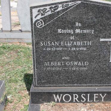 WORSLEY Albert Oswald 1911-1989 &amp; Susan Elizabeth 1917-1987