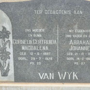 WYK Abraham Johannes, van 1891-1969 &amp; Cornelia Gertruida Magdalena 1897-1975