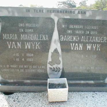 WYK Barend Alexander, van 1909-1976 &amp; Maria Magdalena 1904-1983
