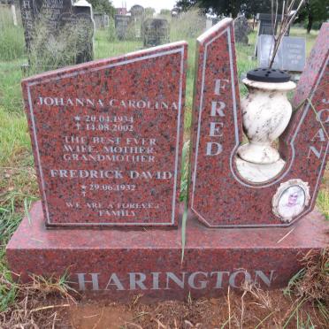 HARINGTON Fredrick David 1932- & Johanna Carolina 1934-2002