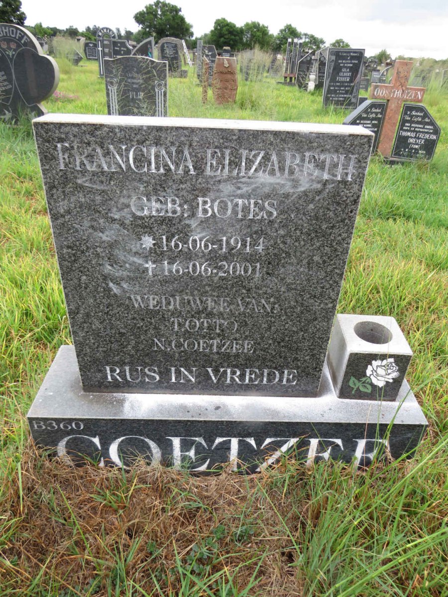 COETZEE Francina Elizabeth nee BOTES 1914-2001
