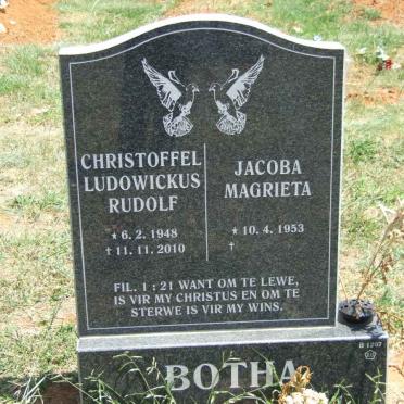 BOTHA Christoffel Ludowickus Rudolf 1948-2010 &amp; Jacoba Magrieta 1953-