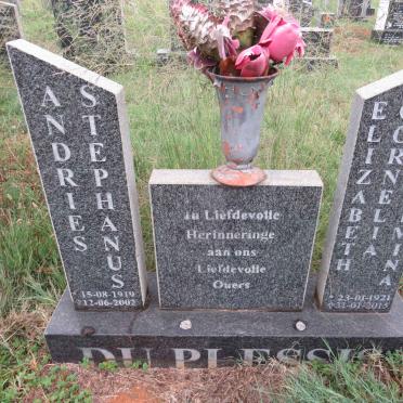 PLESSIS Andries Stephanus, du 1919-2002 & Elizabeth Cornelia Wilhelmina 1921-2015