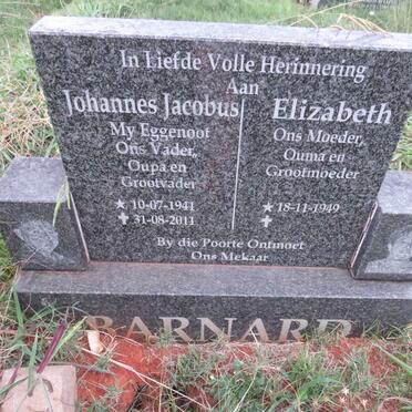 BARNARD Johannes Jacobus 1941-2011 & Elizabeth 1949-