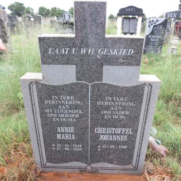 BERGH Christoffel Johannes, van den 1949- & Annie Maria 1948-2000