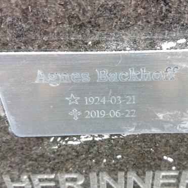BACKHOFF Agnes 1924-2019
