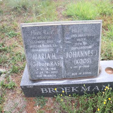BROEKMAN Johannes J. 1922- & Maria H. RAS 1921-2007