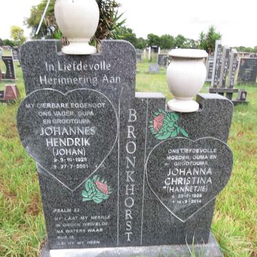 BRONKHORST Johannes Hendrik 1928-2001 & Johanna Christina 1929-2014