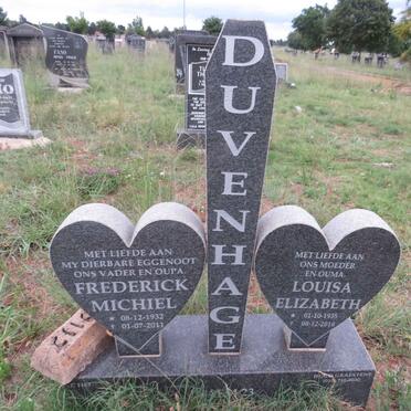 DUVENHAGE Frederick Michiel 1932-2017 & Louisa Elizabeth 1935-2018