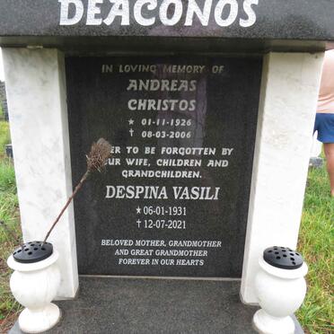 DEACONOS Andreas Christos 1926-2006 & Despina Vasili 1931-2021 