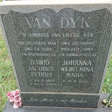 DYK Dawid Jacobus Petrus, van 1925-2003 & Johanna Wilhelmina Maria 