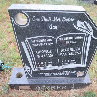 GERBER George William 1922-2000 & Magrieta Magdalena 1940-2020