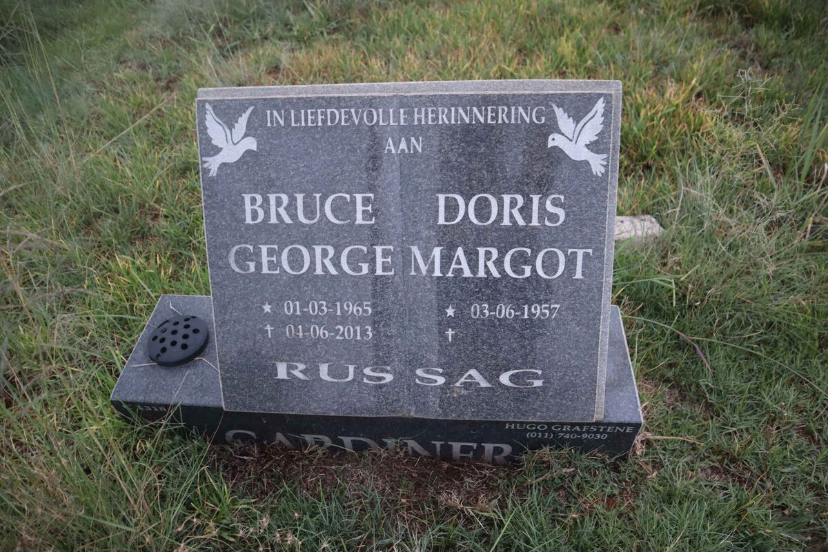 GARDINER Bruce George 1965-2013 & Doris Margot 1957-