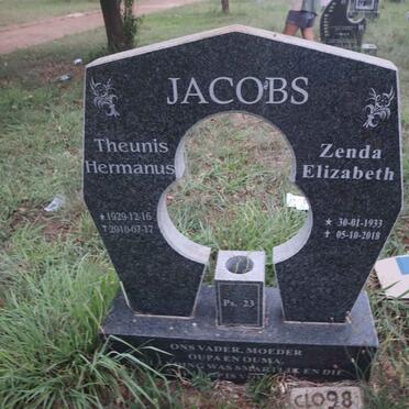JACOBS Theunis Hermanus 1929-2010 & Zenda Elizabeth 1933-2018