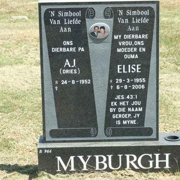 MYBURGH A.J. 1952- &amp; Elise 1955-2006