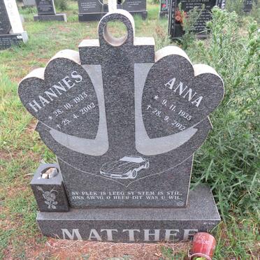 MATTHEE Hannes 1933-2002 & Anna 1935-2012
