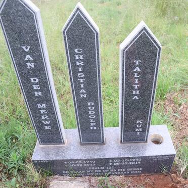 MERWE Christiaan Rudolph, van der 1940-2013 & Talitha Kumi 1940-2014