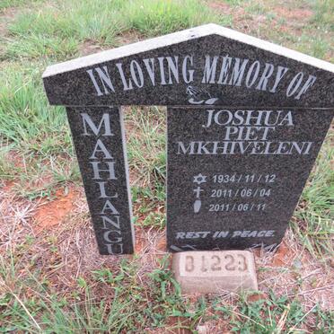 MAHLANGU Joshua Piet Mkhiveleni 1934-2011