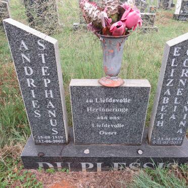 PLESSIS Andries Stephanus, du 1919-2002 & Elizabeth Cornelia Wilhelmina 1921-2015