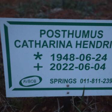 POSTHUMUS Catharina Hendrina 1948-2022