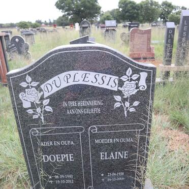 PLESSIS Doepie, du 1940-2012 & Elaine 1938-2018