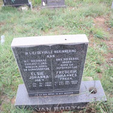 ROOYEN Frederik Johannes, van 1935-2009 & Elsie Johanna 1936-2002