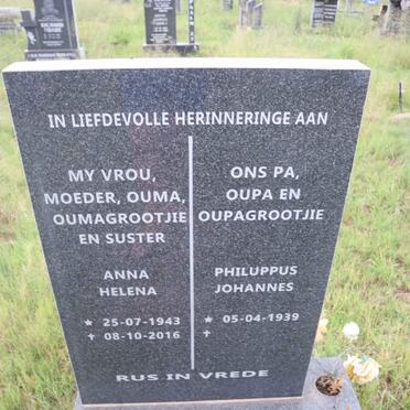 STEENEKAMP Philuppus Johannes 1939- & Anna Helena 1943-2016