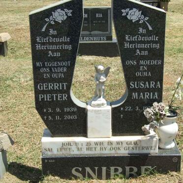 SNIBBE Gerrit Pieter 1939-2003 &amp; Susara Maria 193?-